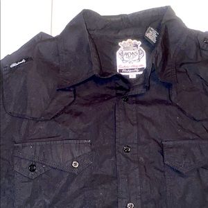 Akademiks black military button up shirt